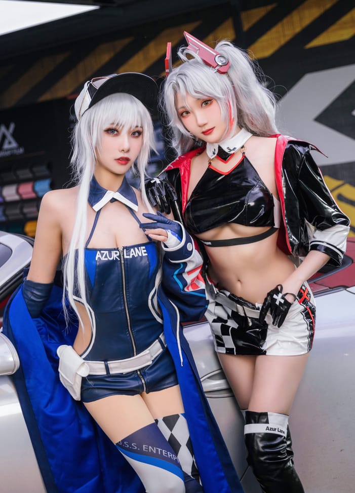 Momoko葵葵 NO.033 &瓜希酱 碧蓝航线 欧根&企业 赛车女郎 [58P-277M]预览图 2